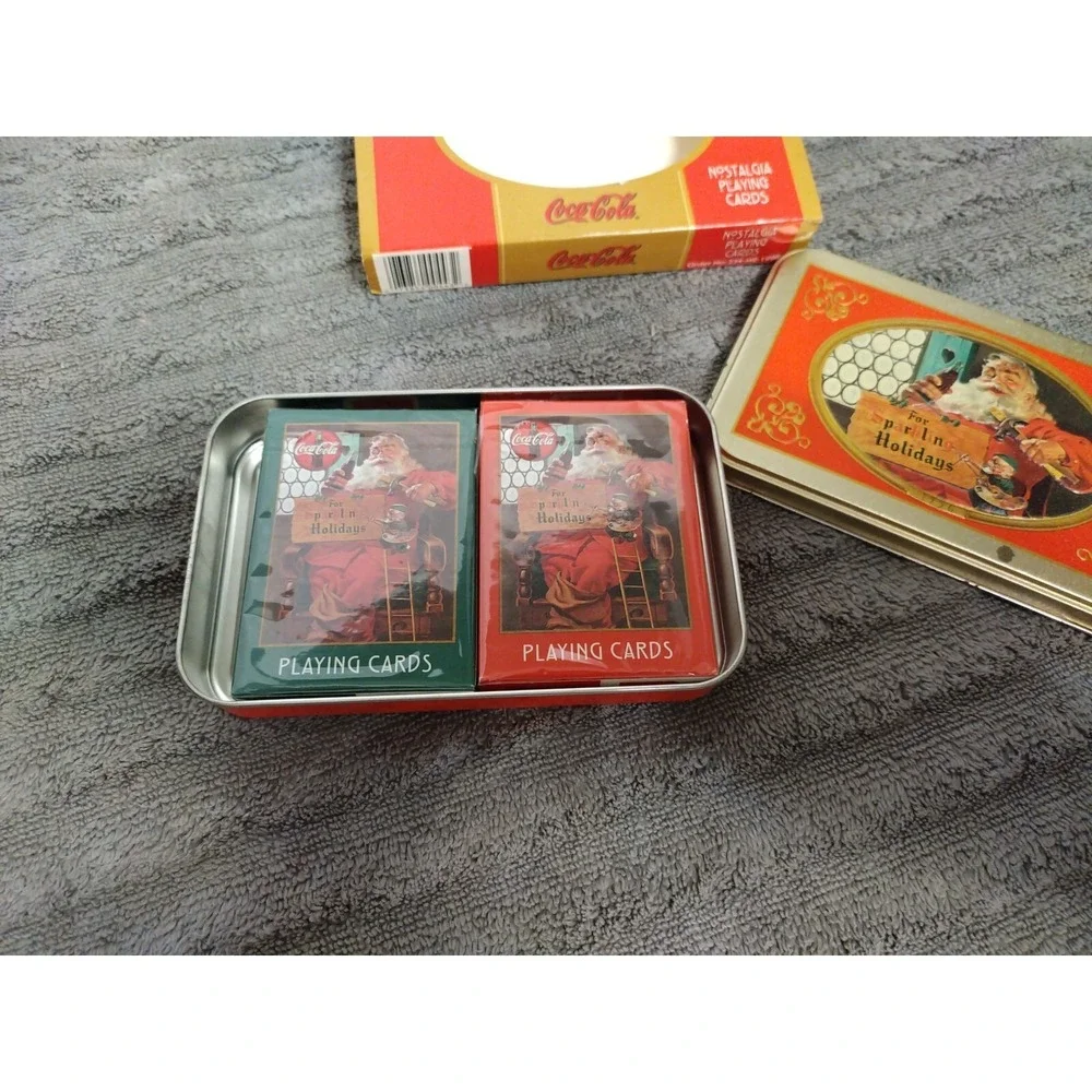 Coca-Cola  Santa Nostalgia Playing Cards in Tin 1998 Limited Edition‎ Two Decks